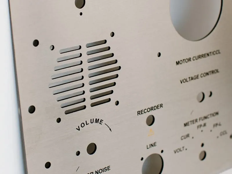 An angled detail view of the Hunting Titan control panel faceplate