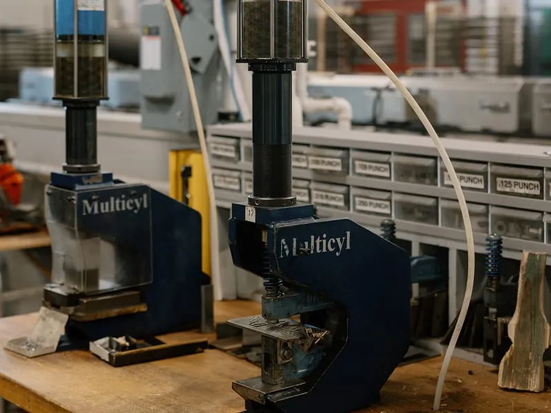 Multicyl bench punches at the hand-tooling station